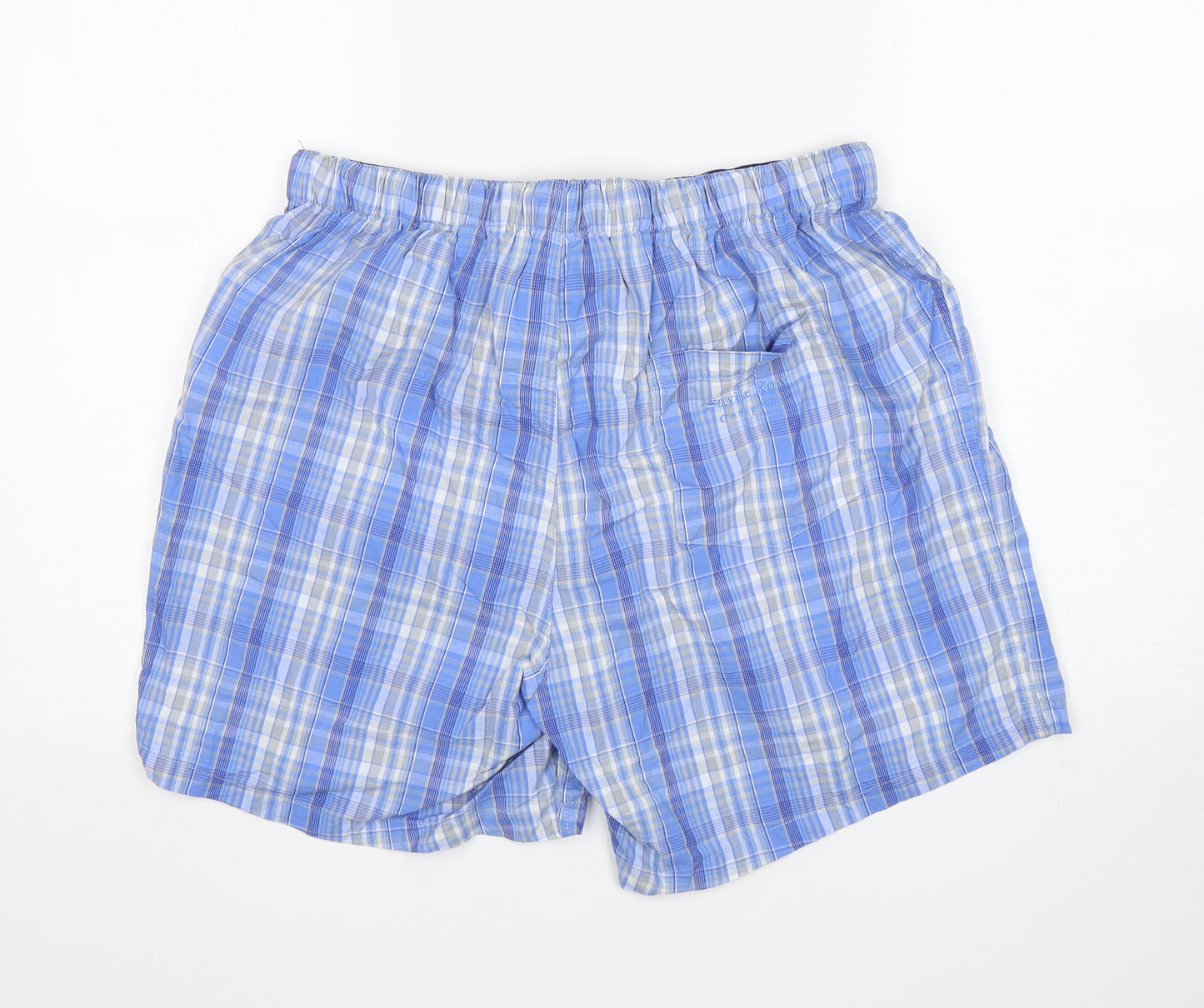 The Saville Row Company Mens Blue Check Cotton  Sleep Shorts Size M