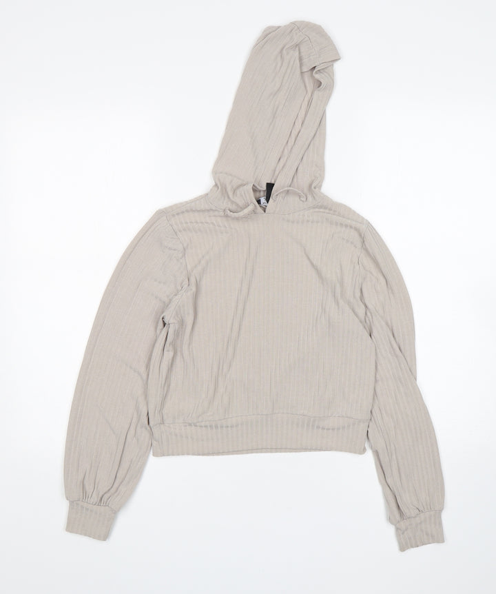 New Look Womens Beige  Polyester Pullover Hoodie Size S   - Cropped