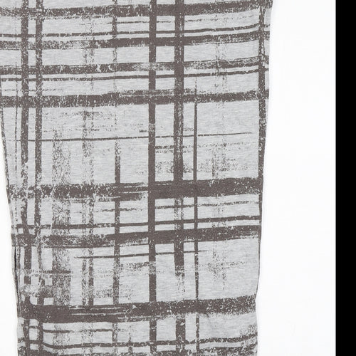 Topshop Womens Grey Check Polyester T-Shirt Dress  Size 8  Round Neck