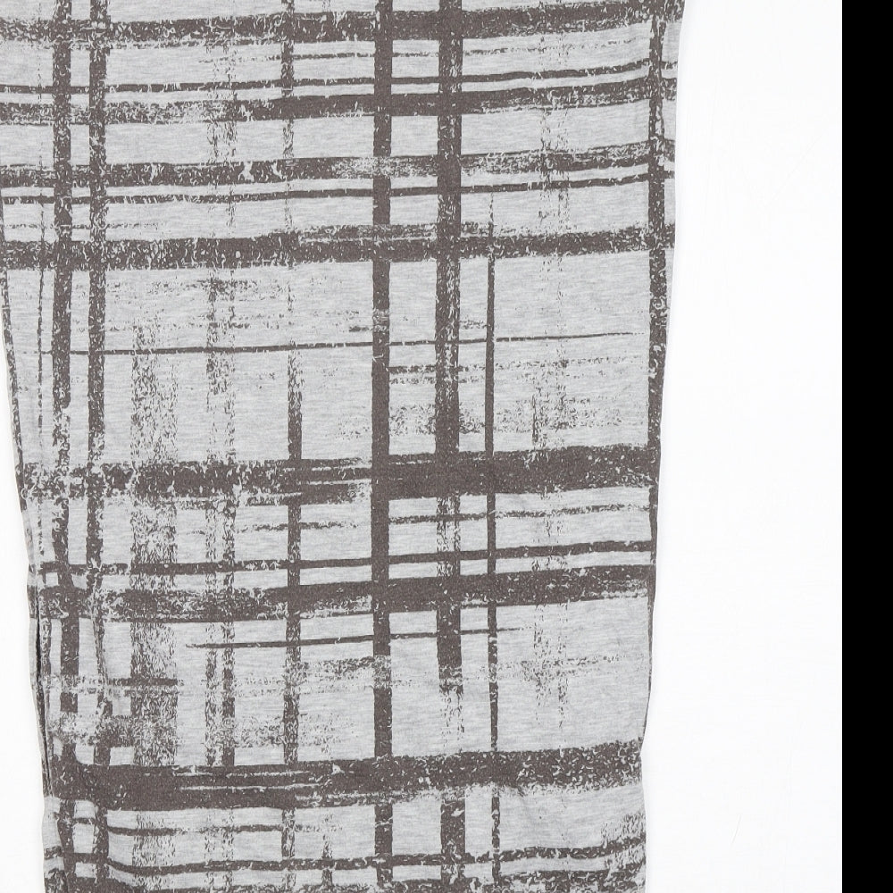 Topshop Womens Grey Check Polyester T-Shirt Dress  Size 8  Round Neck