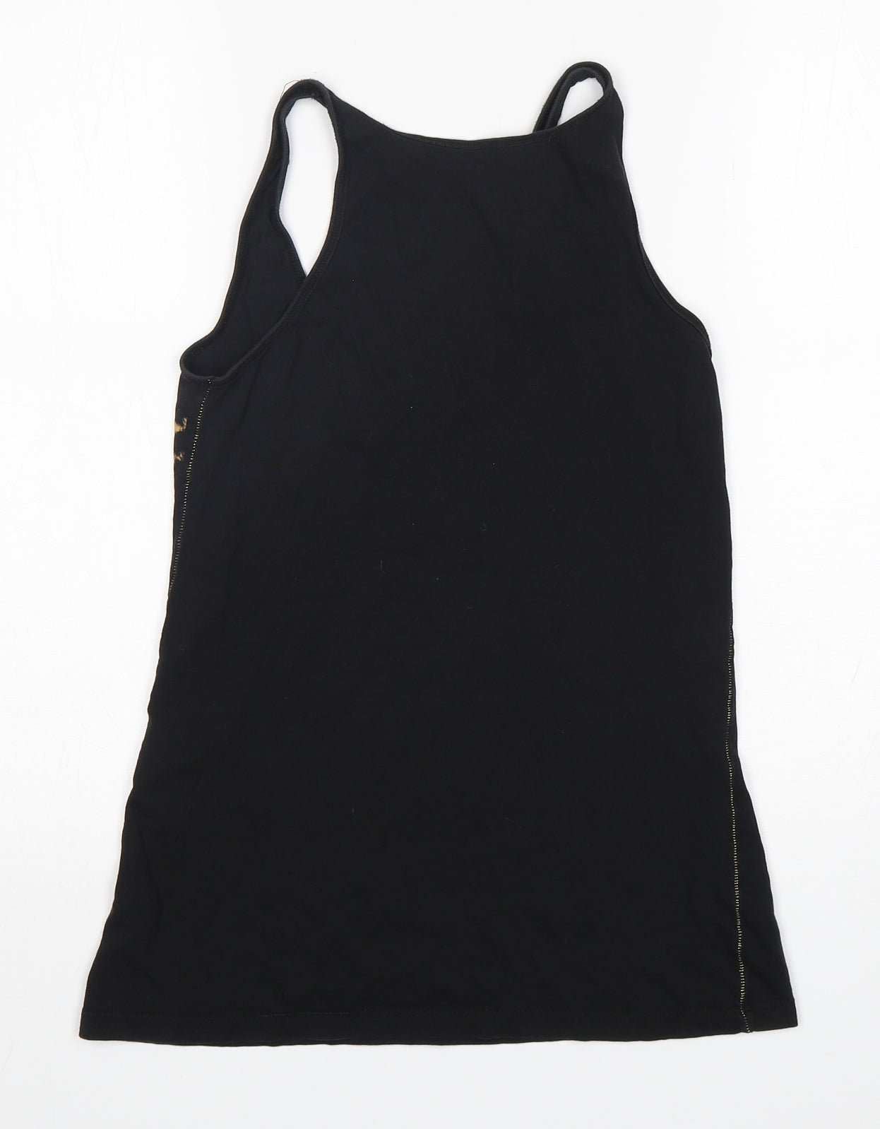 River Island  Womens Black Animal Print Cotton Basic Tank Size 6 Round Neck