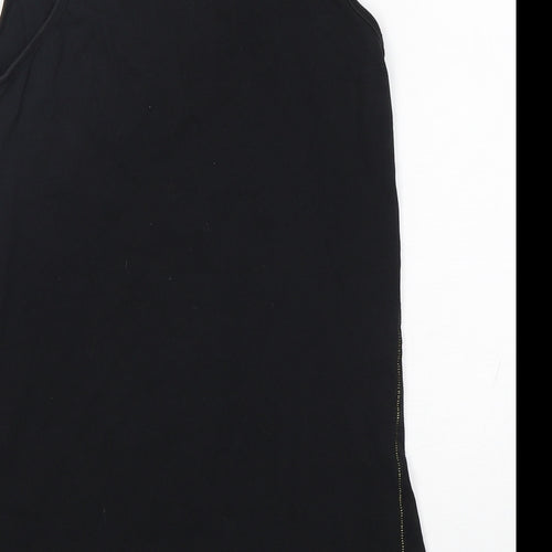 River Island  Womens Black Animal Print Cotton Basic Tank Size 6 Round Neck