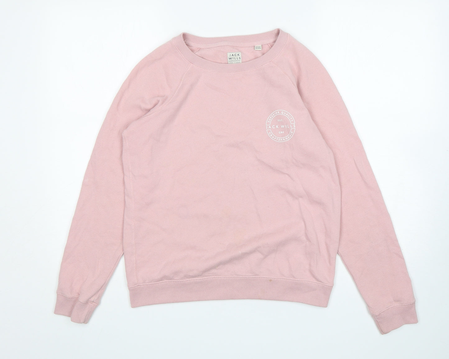 Jack Wills Womens Pink  Cotton Pullover Sweatshirt Size 10