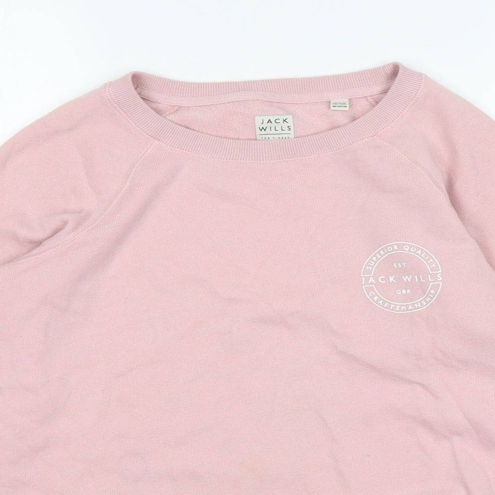 Jack Wills Womens Pink  Cotton Pullover Sweatshirt Size 10