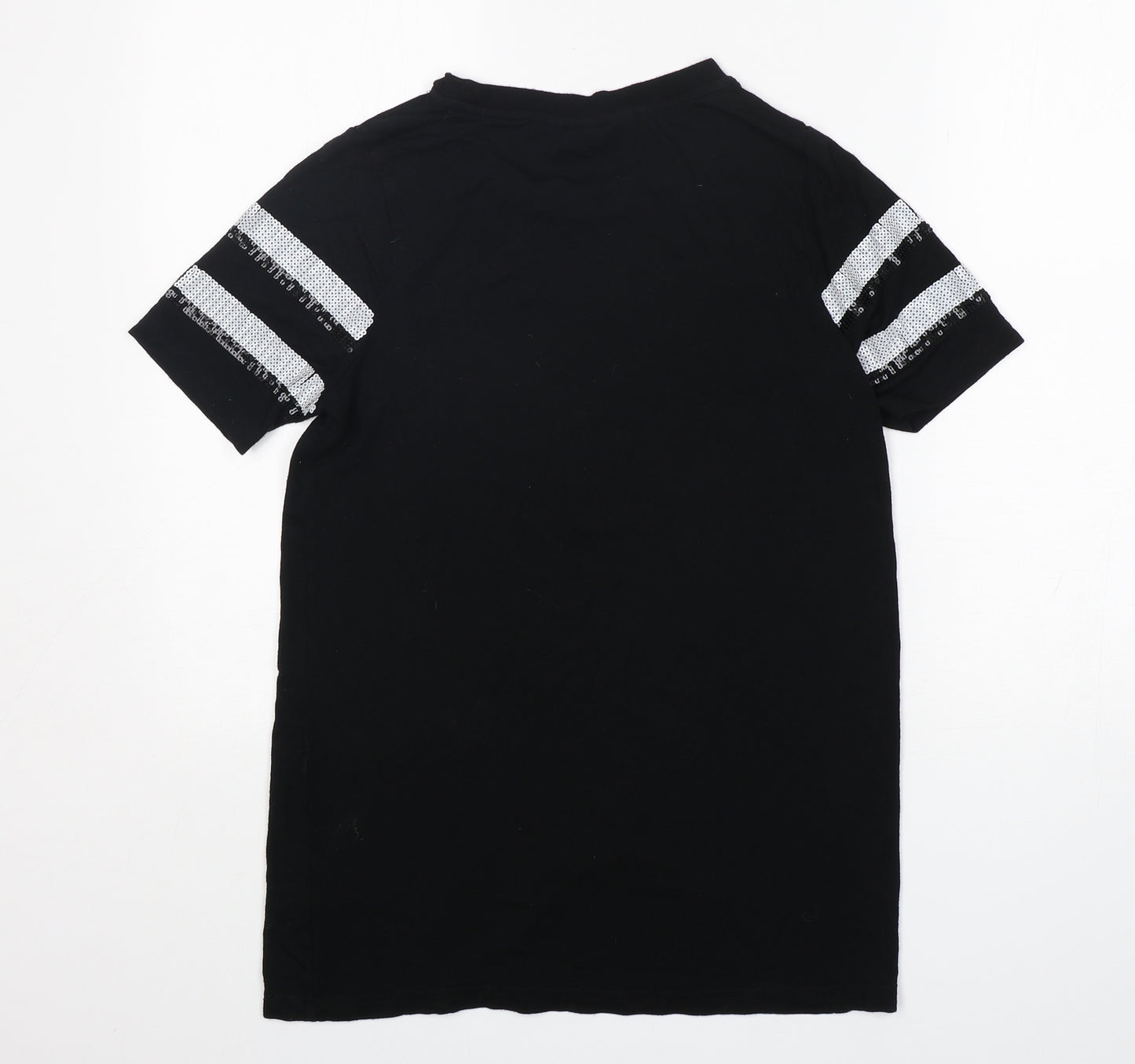 New Look Womens Black  Viscose Basic T-Shirt Size 4 Round Neck