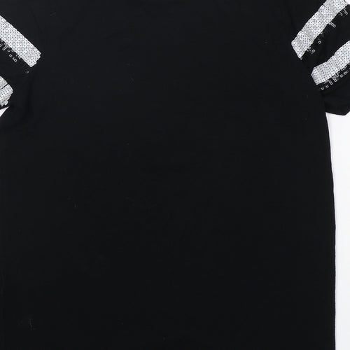 New Look Womens Black  Viscose Basic T-Shirt Size 4 Round Neck