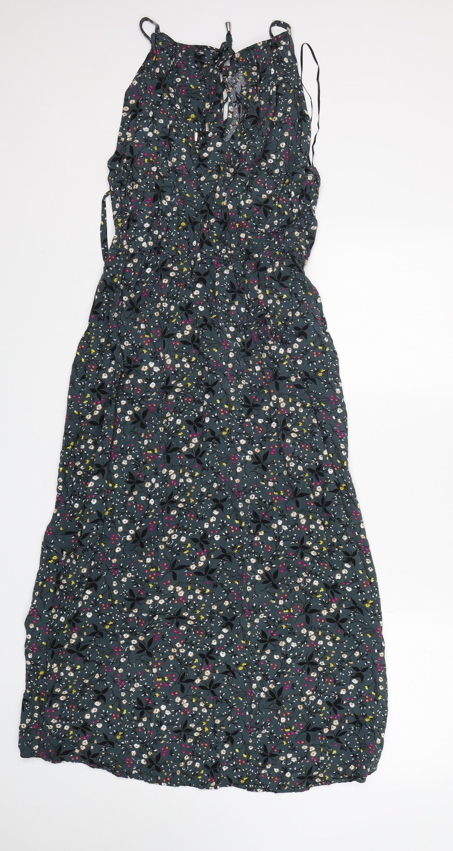 Oasis Womens Multicoloured Floral Viscose A-Line  Size 14  Round Neck