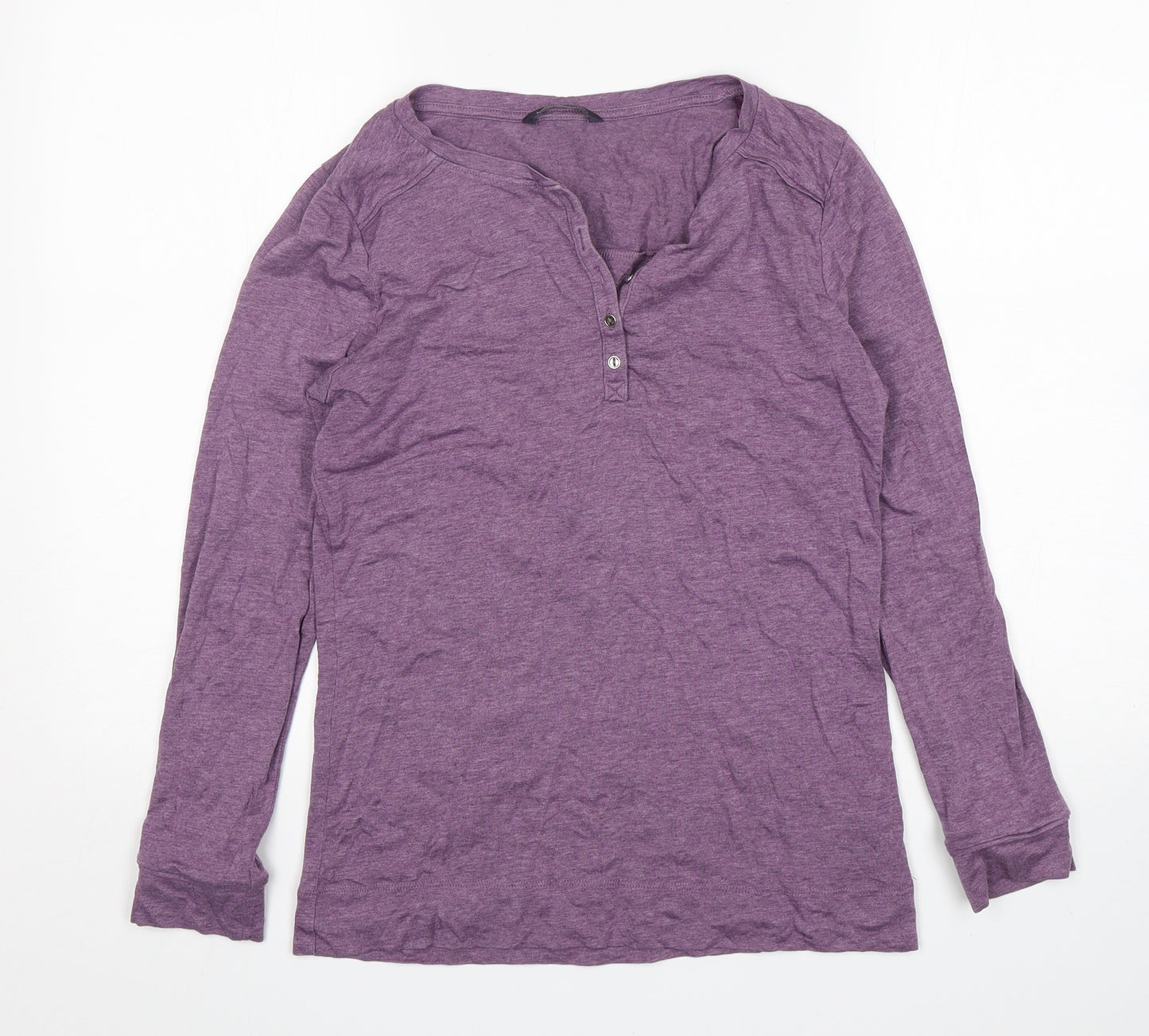 M&S Womens Purple  Acrylic Basic T-Shirt Size 12 V-Neck