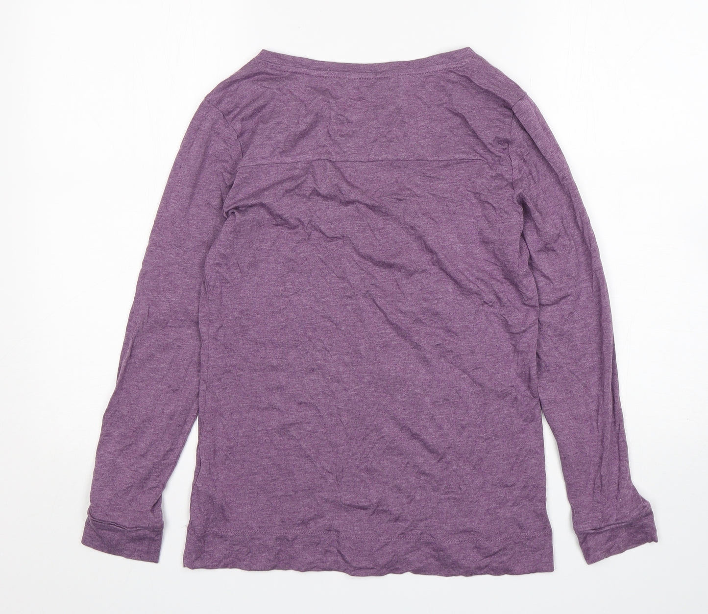 M&S Womens Purple  Acrylic Basic T-Shirt Size 12 V-Neck