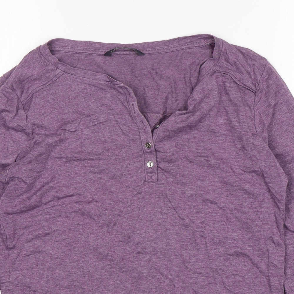 M&S Womens Purple  Acrylic Basic T-Shirt Size 12 V-Neck