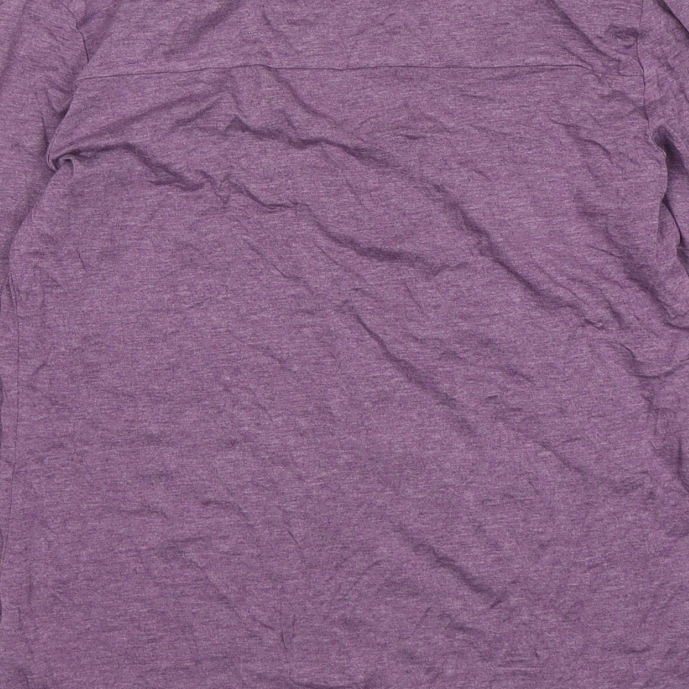 M&S Womens Purple  Acrylic Basic T-Shirt Size 12 V-Neck
