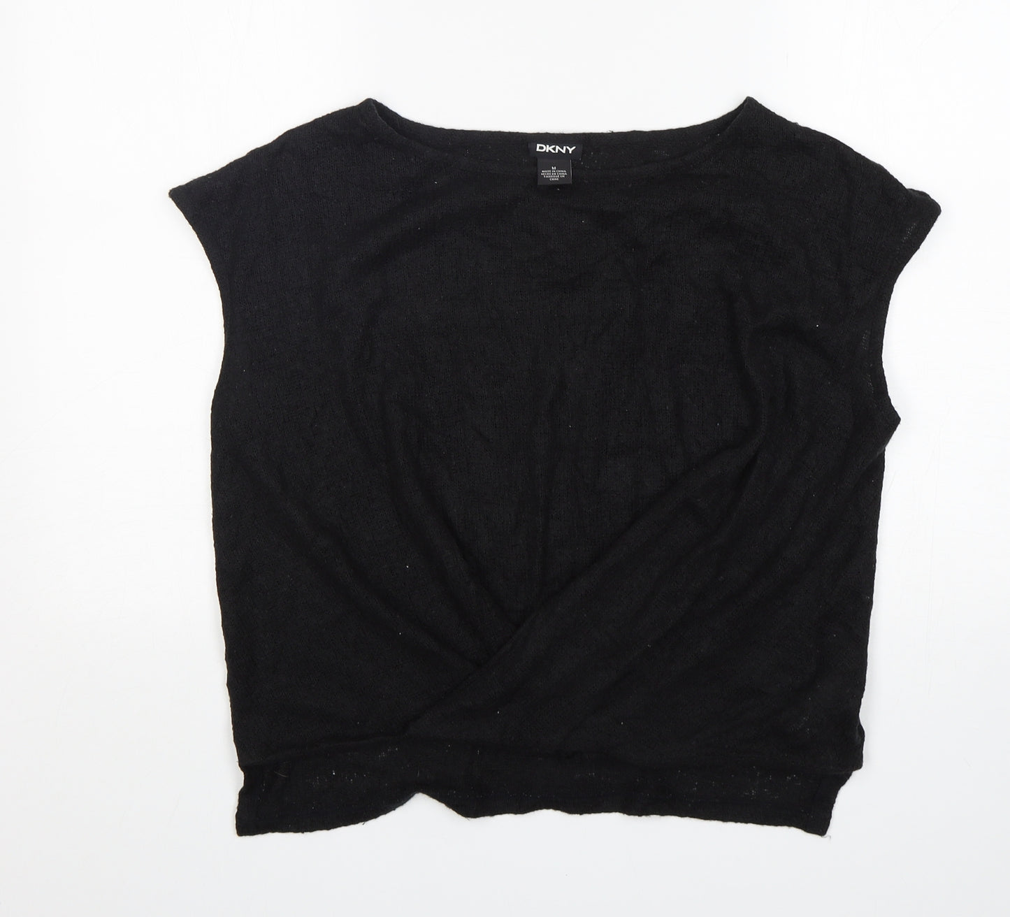 DKNY Womens Black Round Neck  Acrylic Vest Jumper Size M