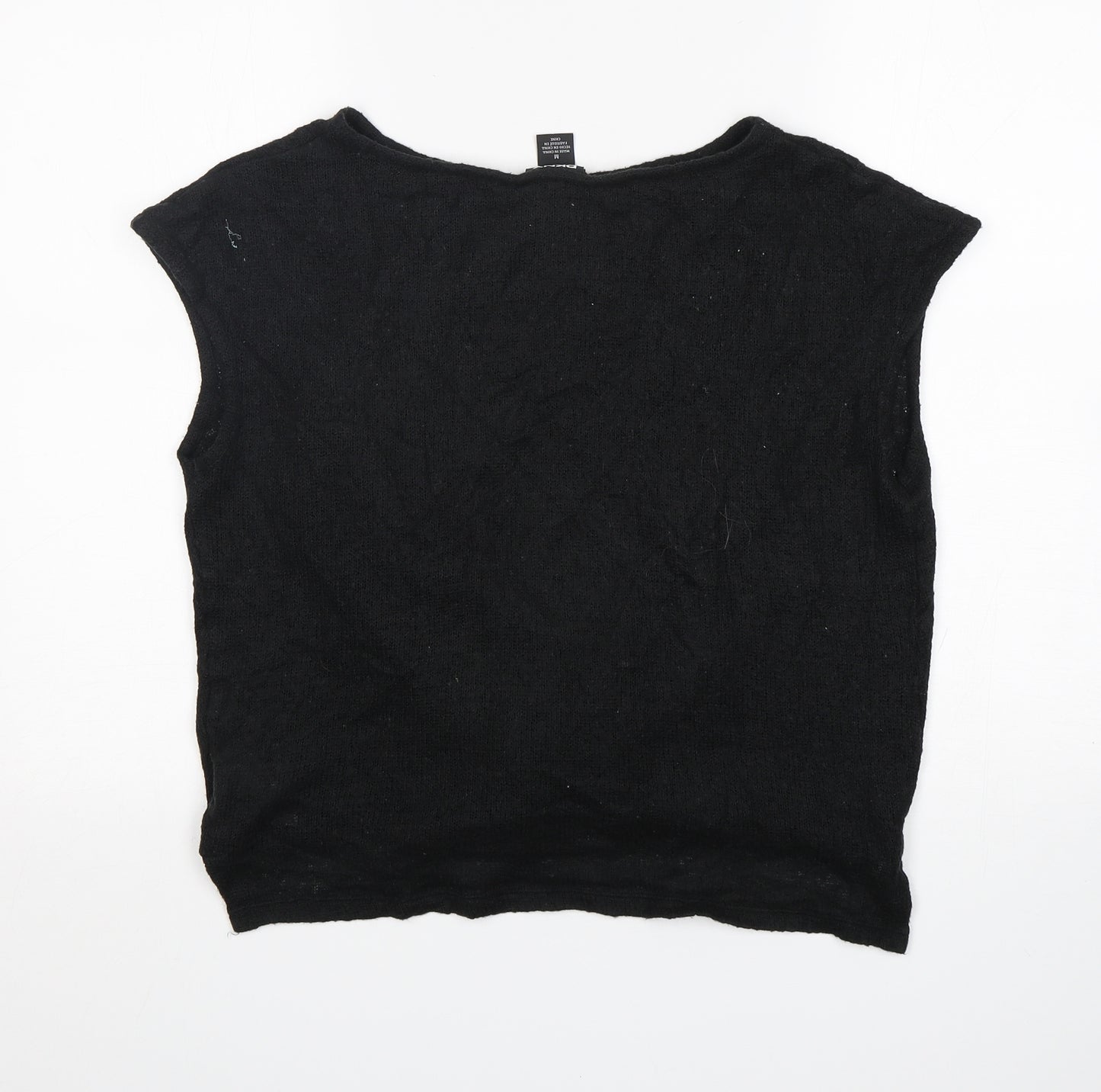DKNY Womens Black Round Neck  Acrylic Vest Jumper Size M
