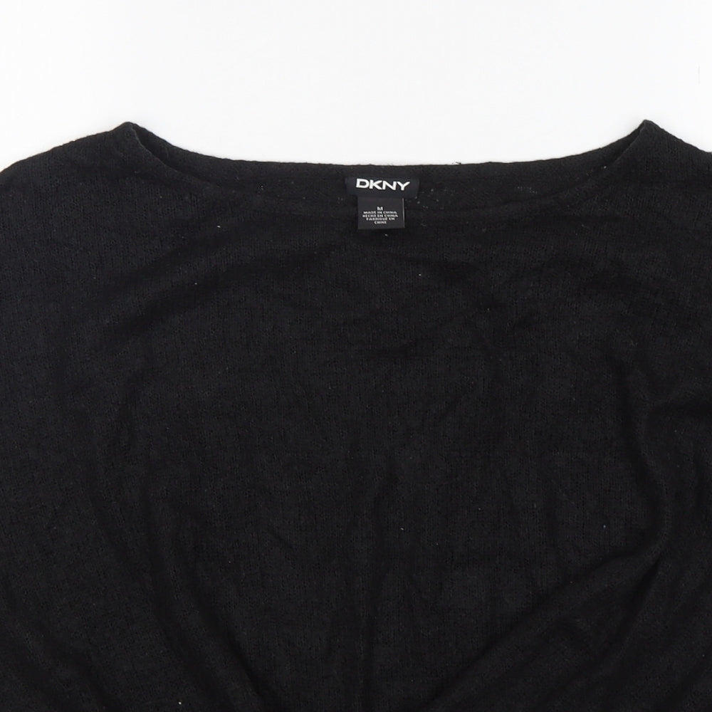 DKNY Womens Black Round Neck  Acrylic Vest Jumper Size M