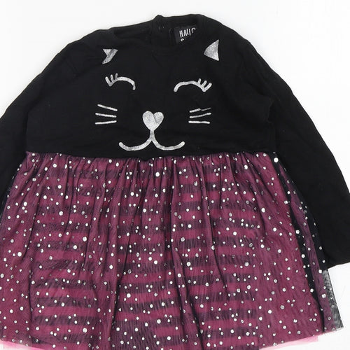 Hallowscream Girls Multicoloured Striped Cotton Babygrow One-Piece Size 12-18 Months   - Cat Print