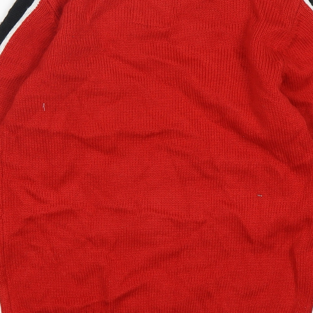 F&F Boys Red Round Neck  Acrylic Pullover Jumper Size 7-8 Years   - Christmas