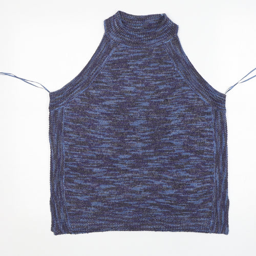 George Womens Blue Round Neck  Acrylic Vest Jumper Size 14
