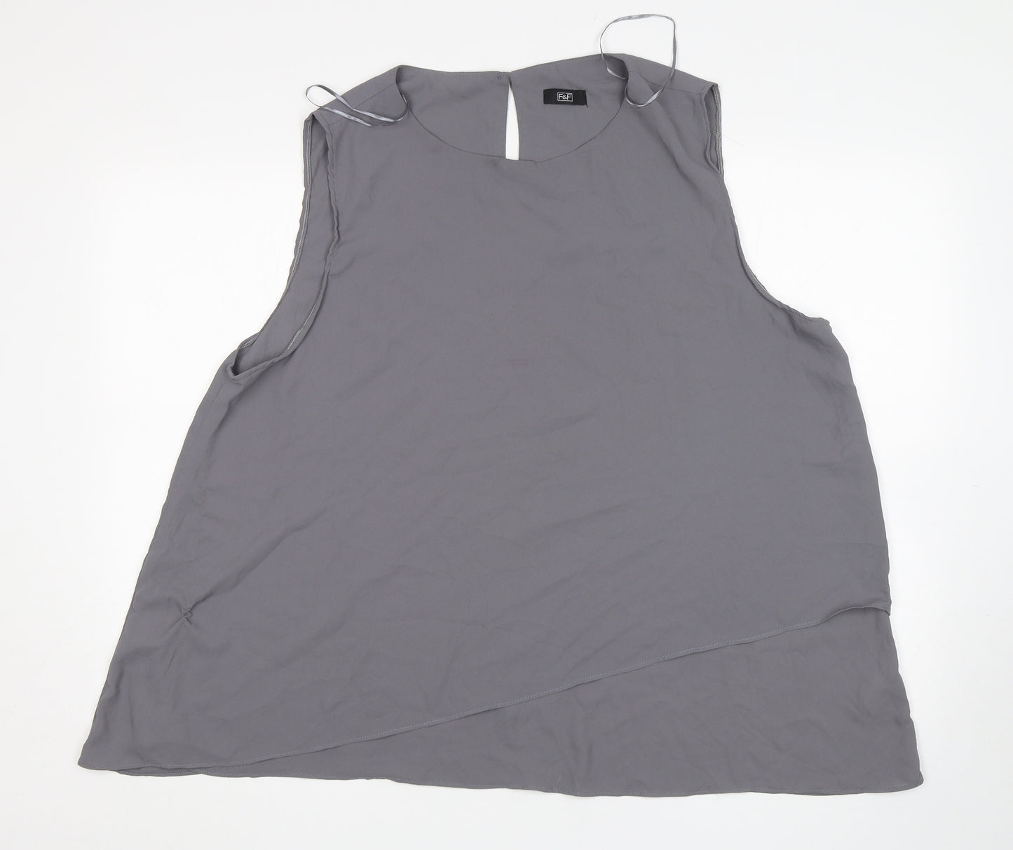 F&F Womens Grey  Polyester Basic Blouse Size 22 Round Neck