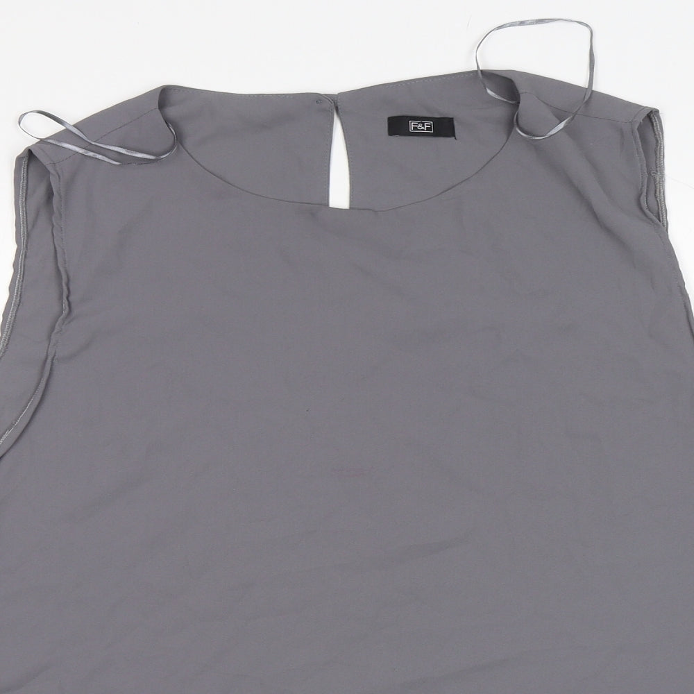 F&F Womens Grey  Polyester Basic Blouse Size 22 Round Neck