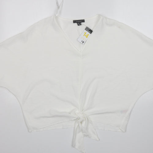 Primark Womens White  Polyester Basic Blouse Size 14 Round Neck