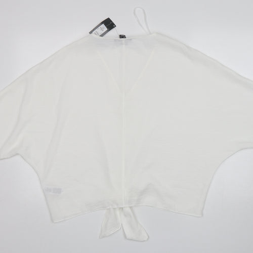 Primark Womens White  Polyester Basic Blouse Size 14 Round Neck