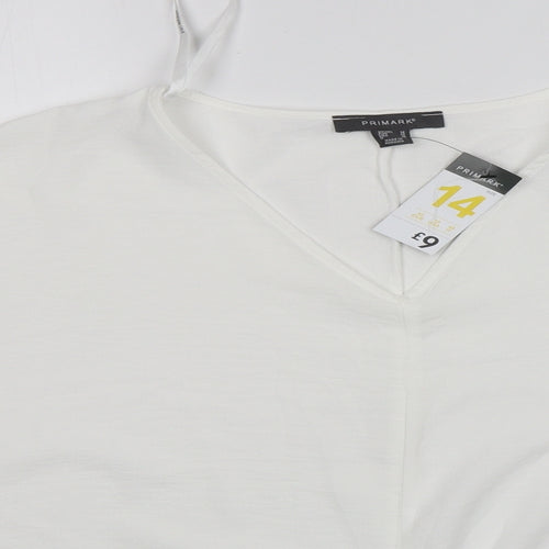 Primark Womens White  Polyester Basic Blouse Size 14 Round Neck