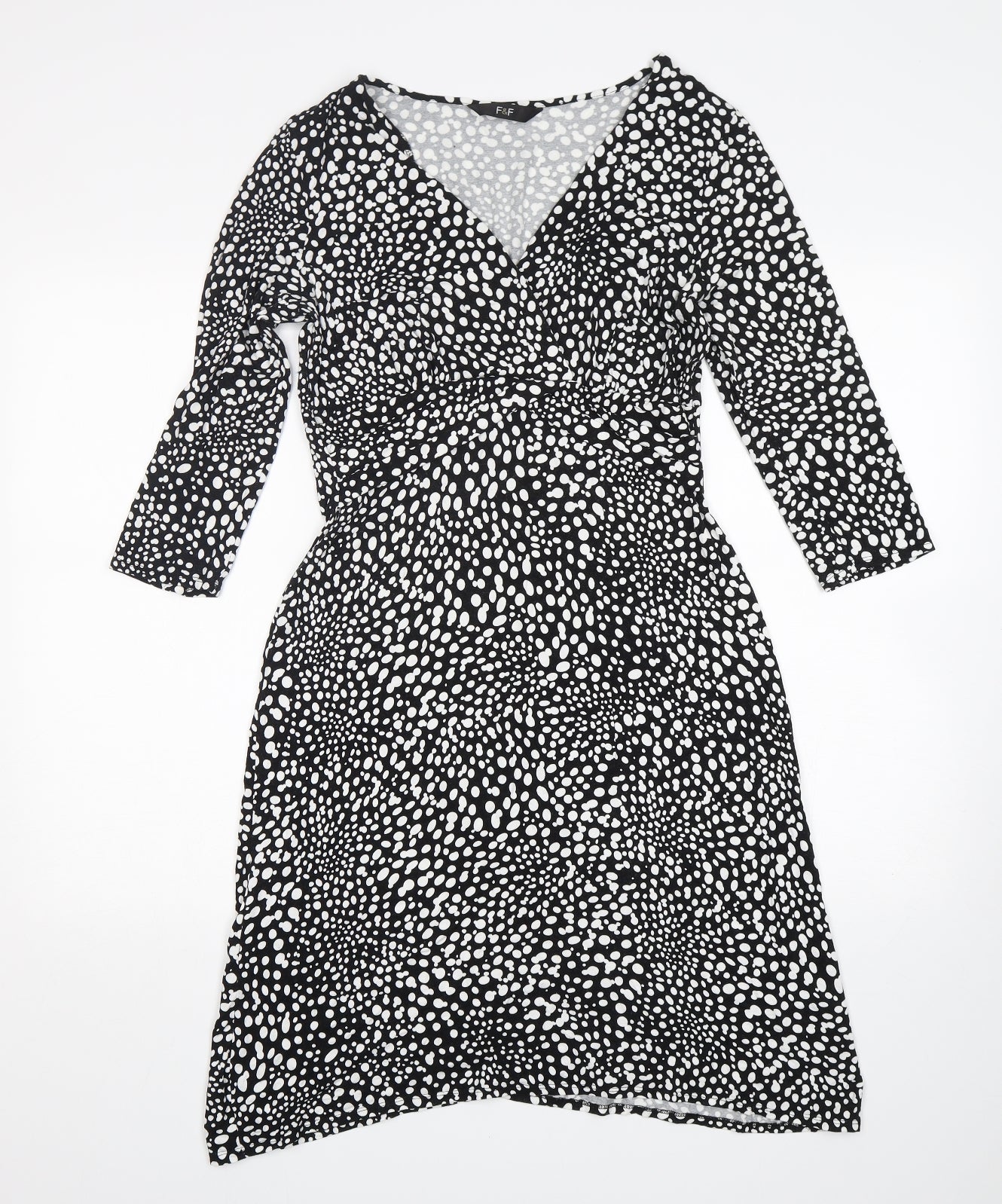 F&F Womens Multicoloured Polka Dot Viscose A-Line  Size 12  V-Neck