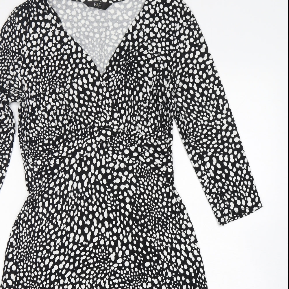 F&F Womens Multicoloured Polka Dot Viscose A-Line  Size 12  V-Neck