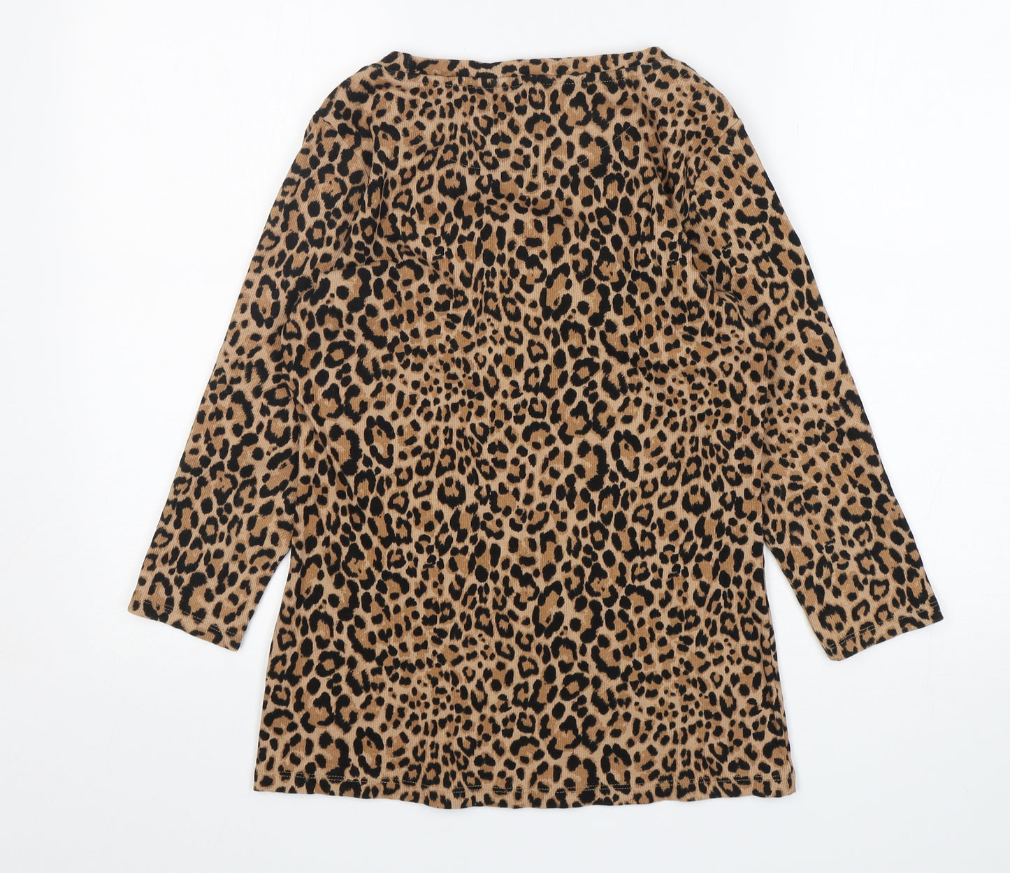 F&F Womens Multicoloured Round Neck Animal Print Cotton Pullover Jumper Size 14