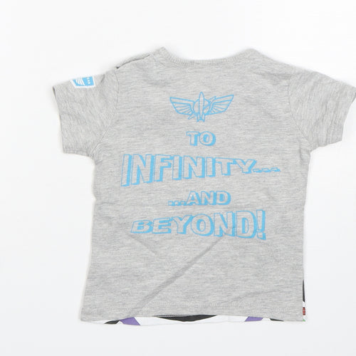 George Boys Grey  Cotton Basic T-Shirt Size 6-9 Months Round Neck  - Buzz Lightyear
