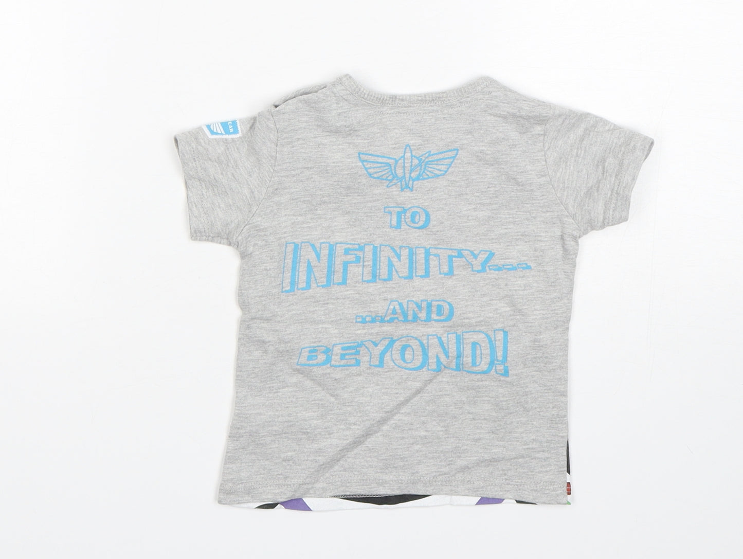 George Boys Grey  Cotton Basic T-Shirt Size 6-9 Months Round Neck  - Buzz Lightyear