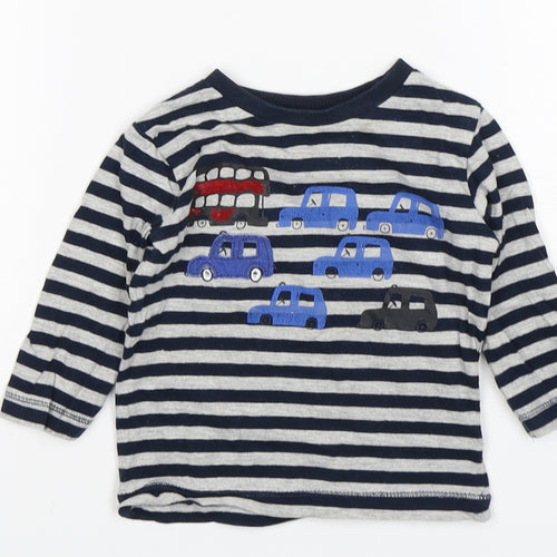 NEXT Boys Multicoloured Striped Cotton Basic T-Shirt Size 6-9 Months Round Neck