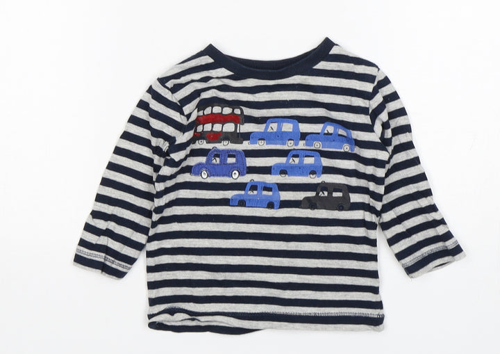 NEXT Boys Multicoloured Striped Cotton Basic T-Shirt Size 6-9 Months Round Neck