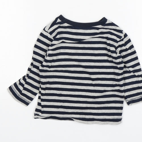 NEXT Boys Multicoloured Striped Cotton Basic T-Shirt Size 6-9 Months Round Neck
