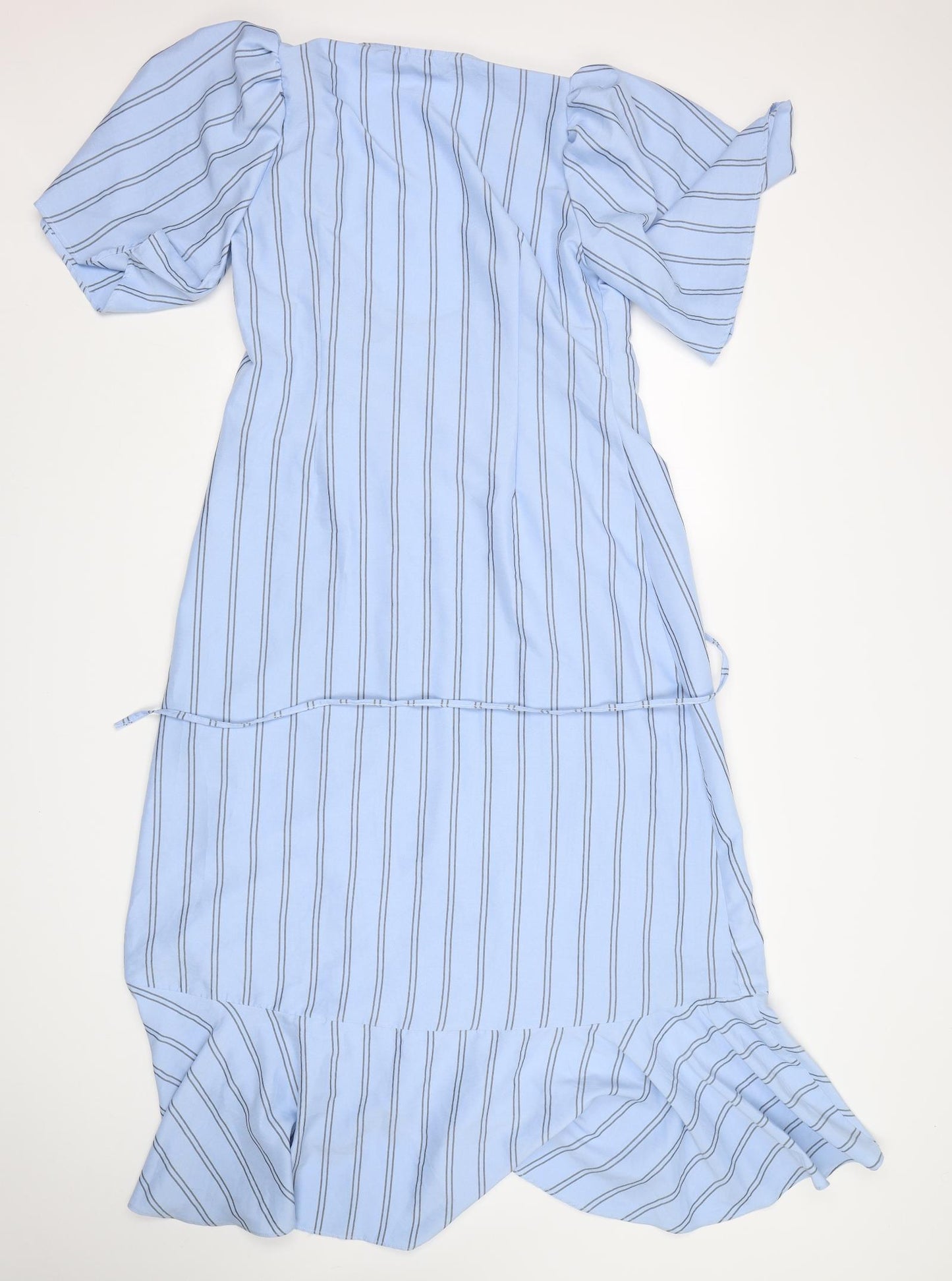 Reyon  Womens Blue Striped Cotton Wrap Dress  Size XL  V-Neck