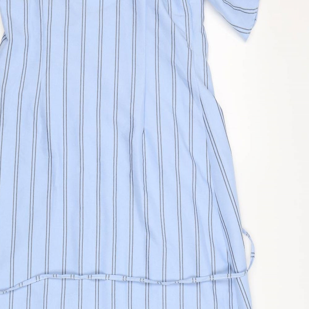 Reyon  Womens Blue Striped Cotton Wrap Dress  Size XL  V-Neck