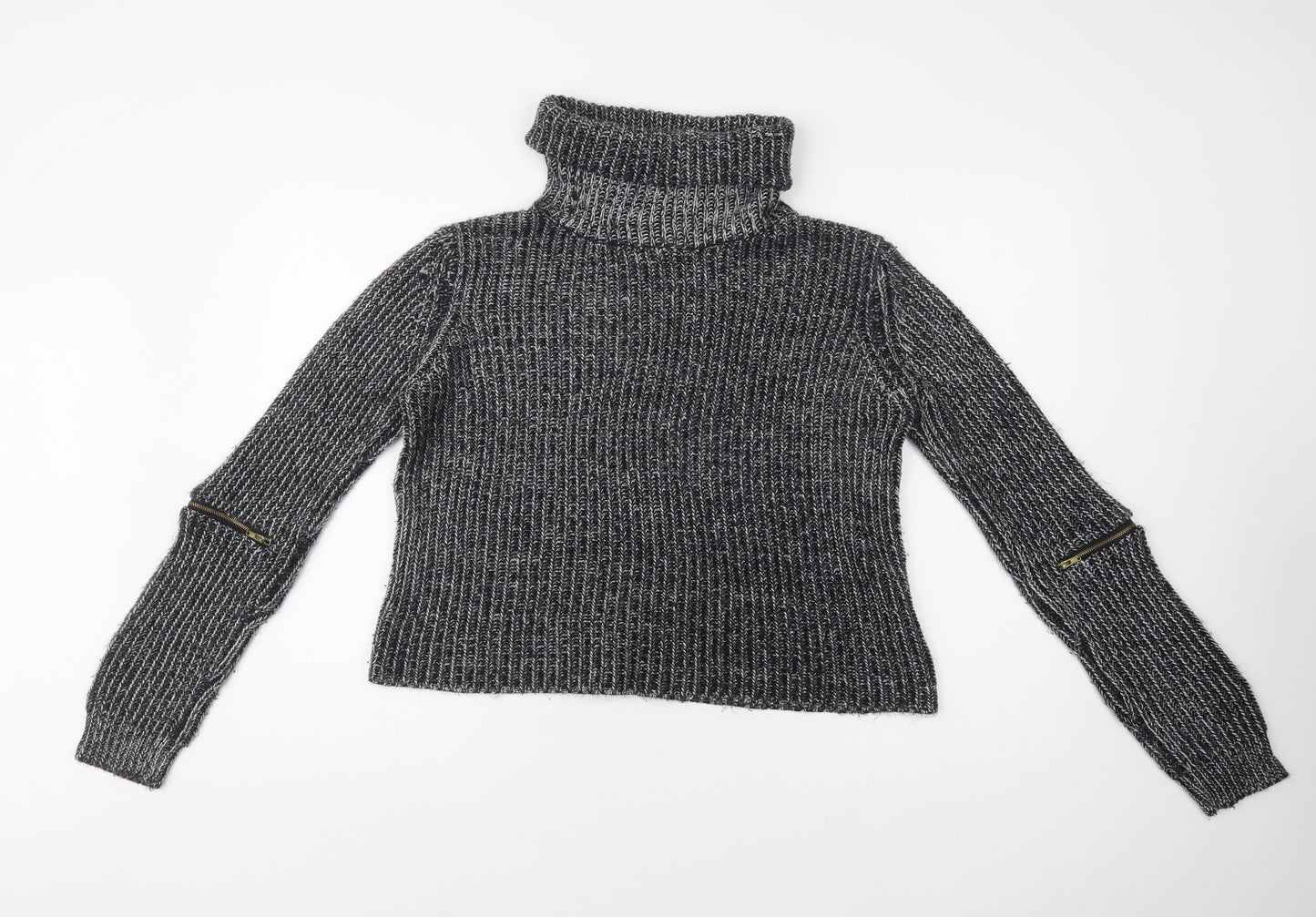 TALLY WEiJL Womens Grey Roll Neck  Acrylic Pullover Jumper Size L