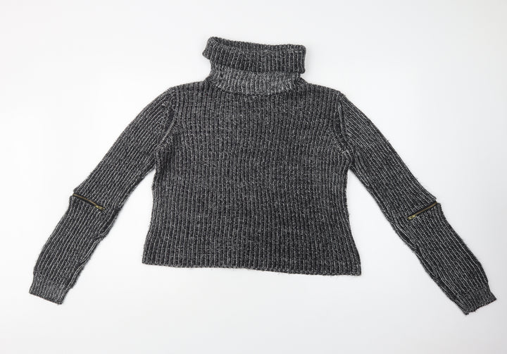 TALLY WEiJL Womens Grey Roll Neck Acrylic Pullover Jumper Size L