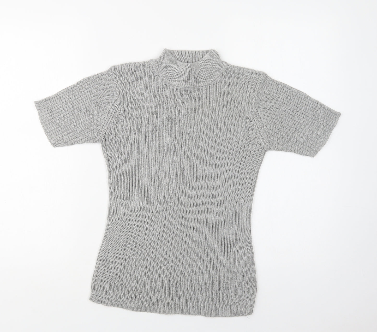 Bonmarché Womens Grey Mock Neck  Acrylic Pullover Jumper Size S