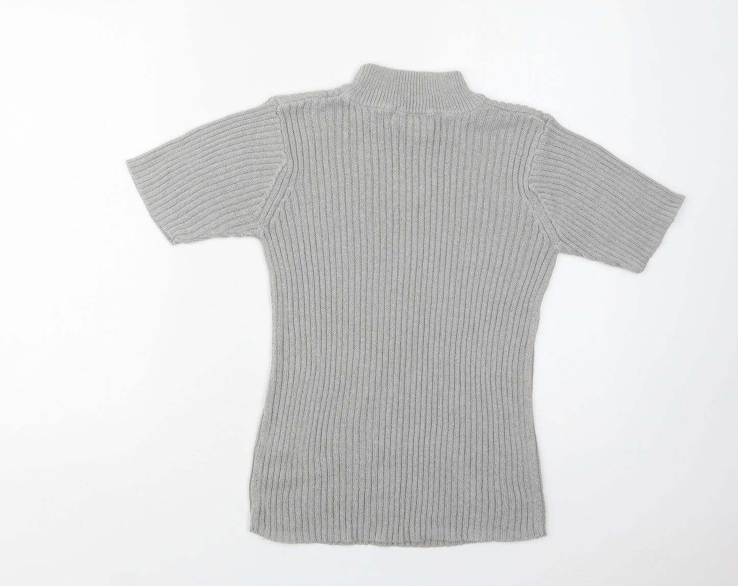 Bonmarché Womens Grey Mock Neck  Acrylic Pullover Jumper Size S