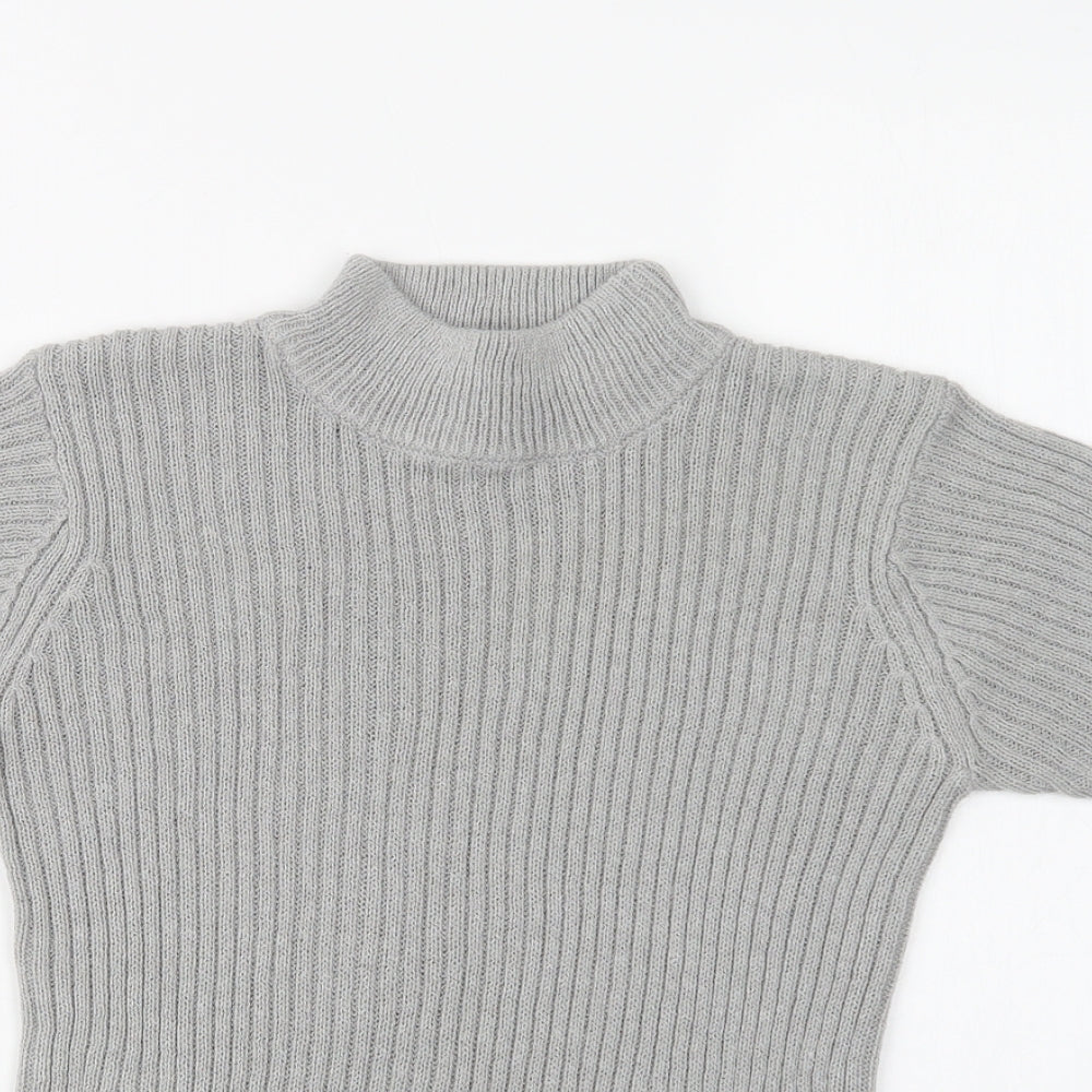 Bonmarché Womens Grey Mock Neck  Acrylic Pullover Jumper Size S