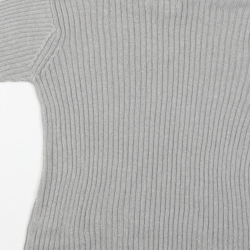 Bonmarché Womens Grey Mock Neck  Acrylic Pullover Jumper Size S