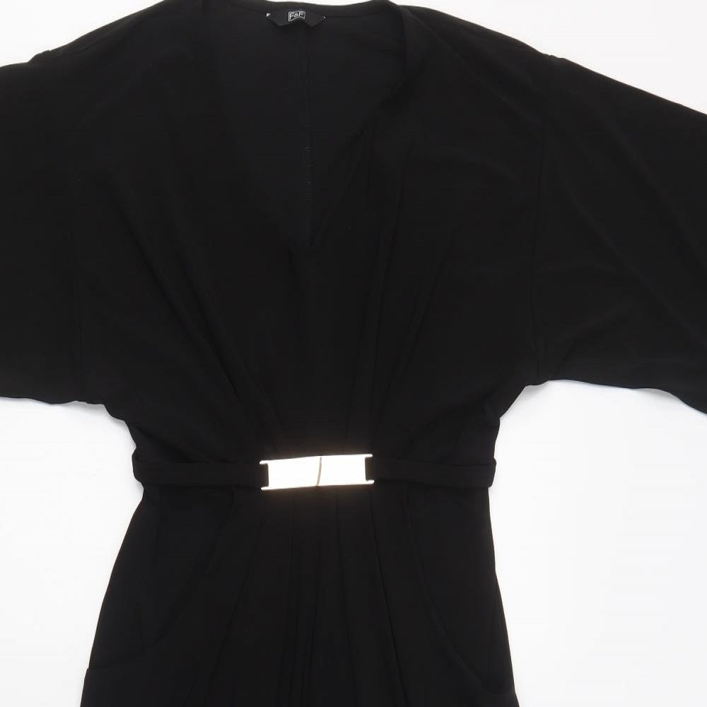 F&F Womens Black  Polyester Pencil Dress  Size 8  V-Neck