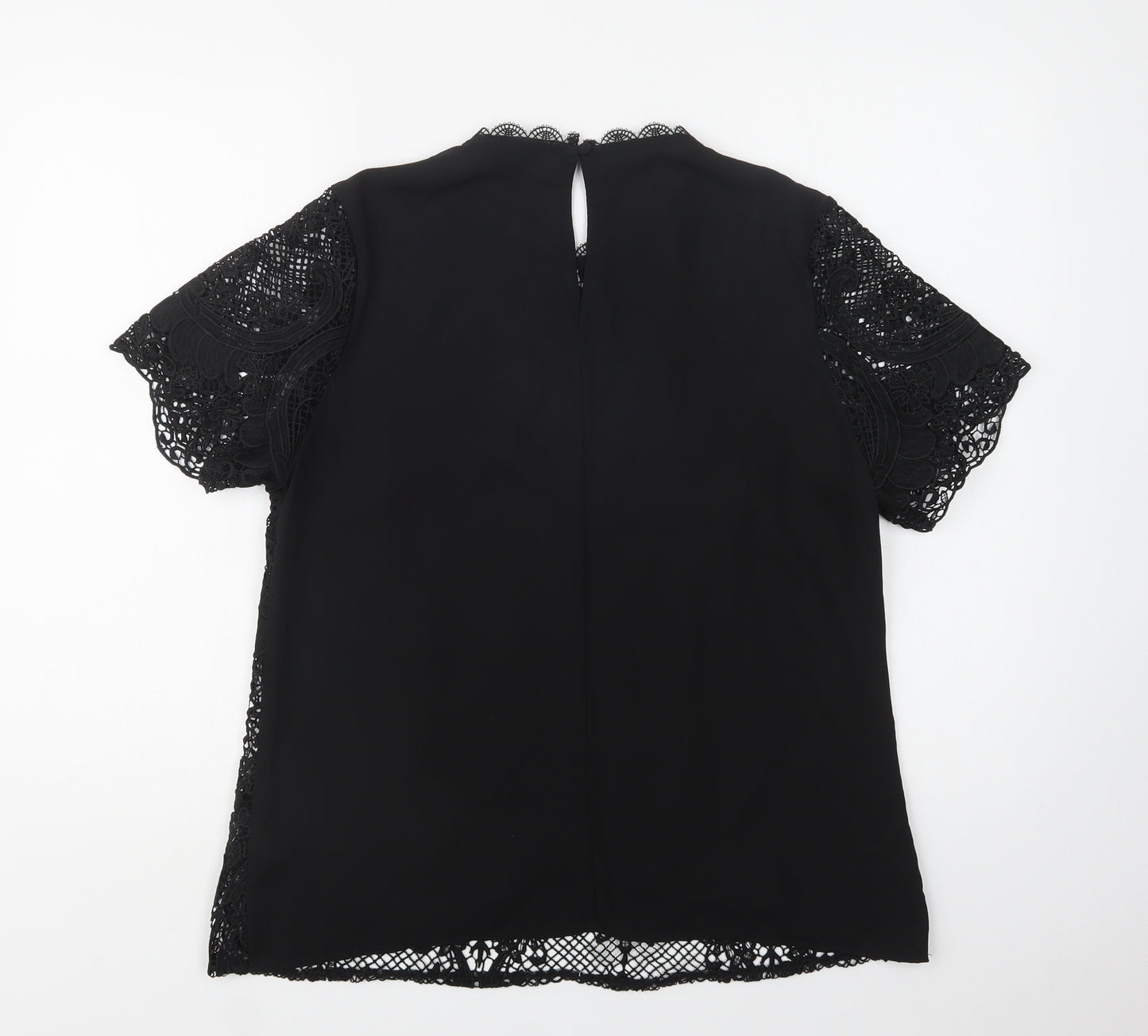 Lipsy London Womens Beige  Polyester Basic Blouse Size 16 Round Neck - Lace Overlay