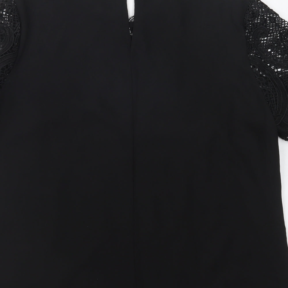 Lipsy London Womens Beige  Polyester Basic Blouse Size 16 Round Neck - Lace Overlay