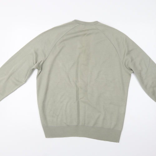 House of Fraser Mens Green V-Neck  Acrylic Pullover Jumper Size L