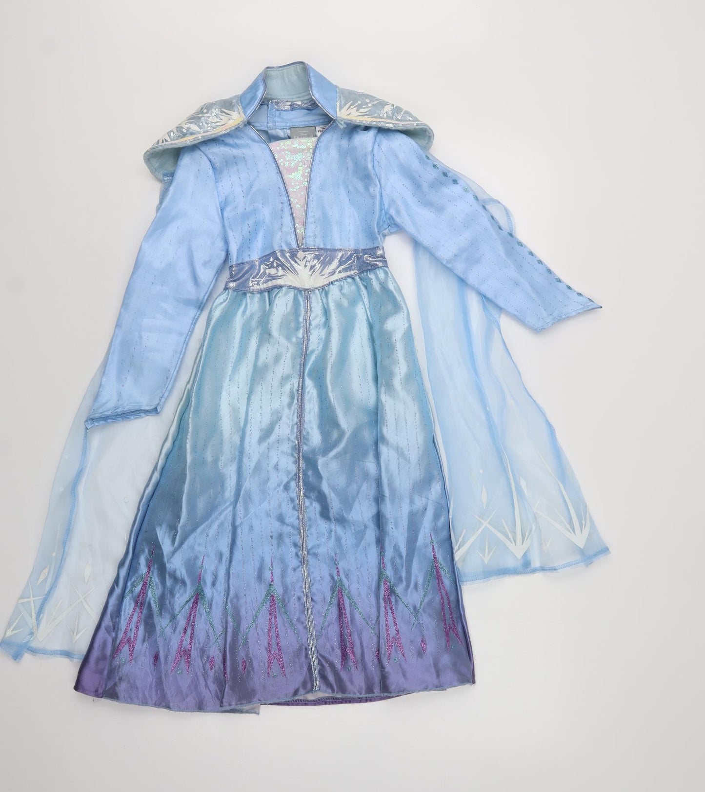 TU Girls Blue Batik Polyester A-Line  Size 5-6 Years  Square Neck  - Frozen Fancy Dress