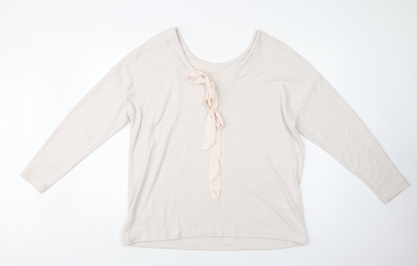 NEXT Womens Beige Round Neck  Viscose Pullover Jumper Size 16