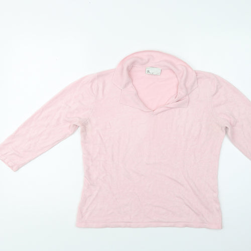 BHS Womens Pink Collared  Acrylic Pullover Jumper Size 16