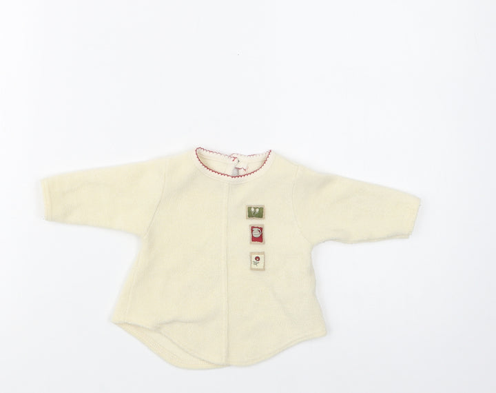 Mothercare Baby Beige  Polyester Pullover Jumper Size 0-3 Months  Button